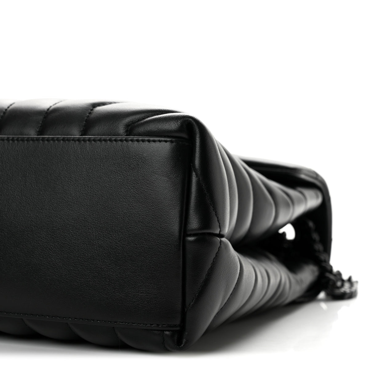 Calfskin Y Quilted Monogram Monochrome Large Loulou Chain Satchel Black