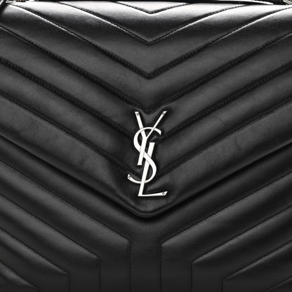 Saint Laurent Calfskin Y Quilted Monogram Large Loulou Chain Satchel Black 8 of 11