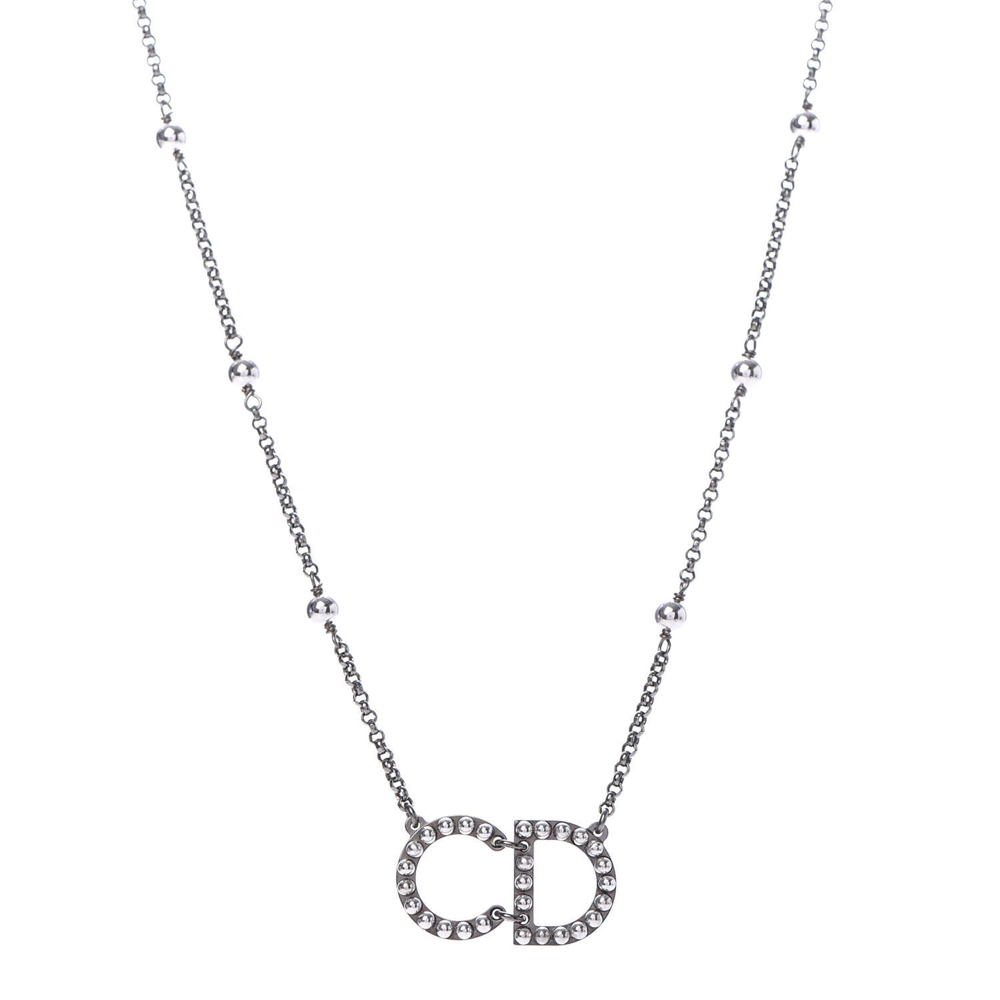 Metal Logo CD Necklace Ruthenium