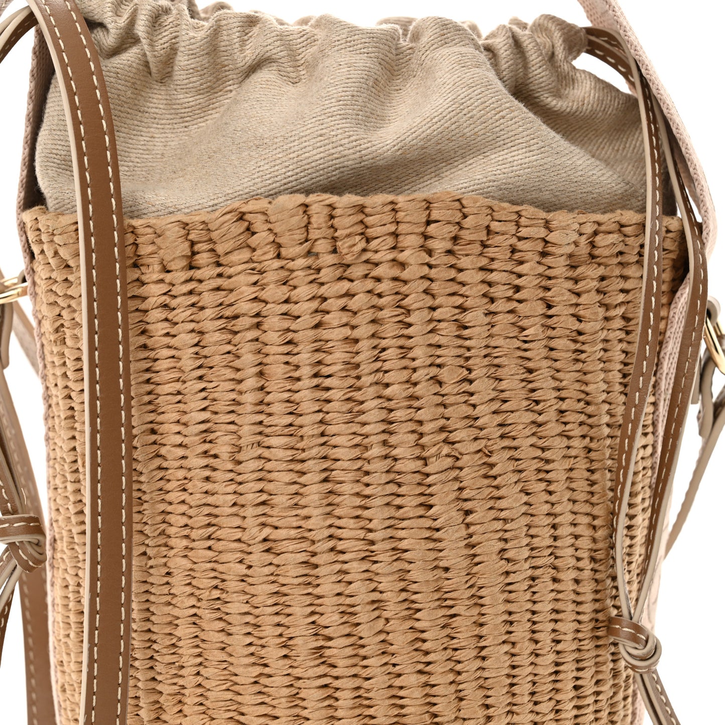 Natural Woven Fiber Small Woody Basket Blushy Beige