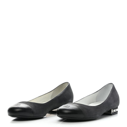 Chanel Nubuck Cap Toe Ballerina Flats 35 Black 3 of 10