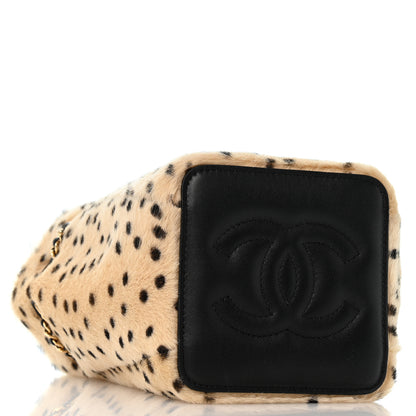 Chanel Pony Hair Cheetah Printed CC Chain Bucket Bag Light Beige Black 4 of 11