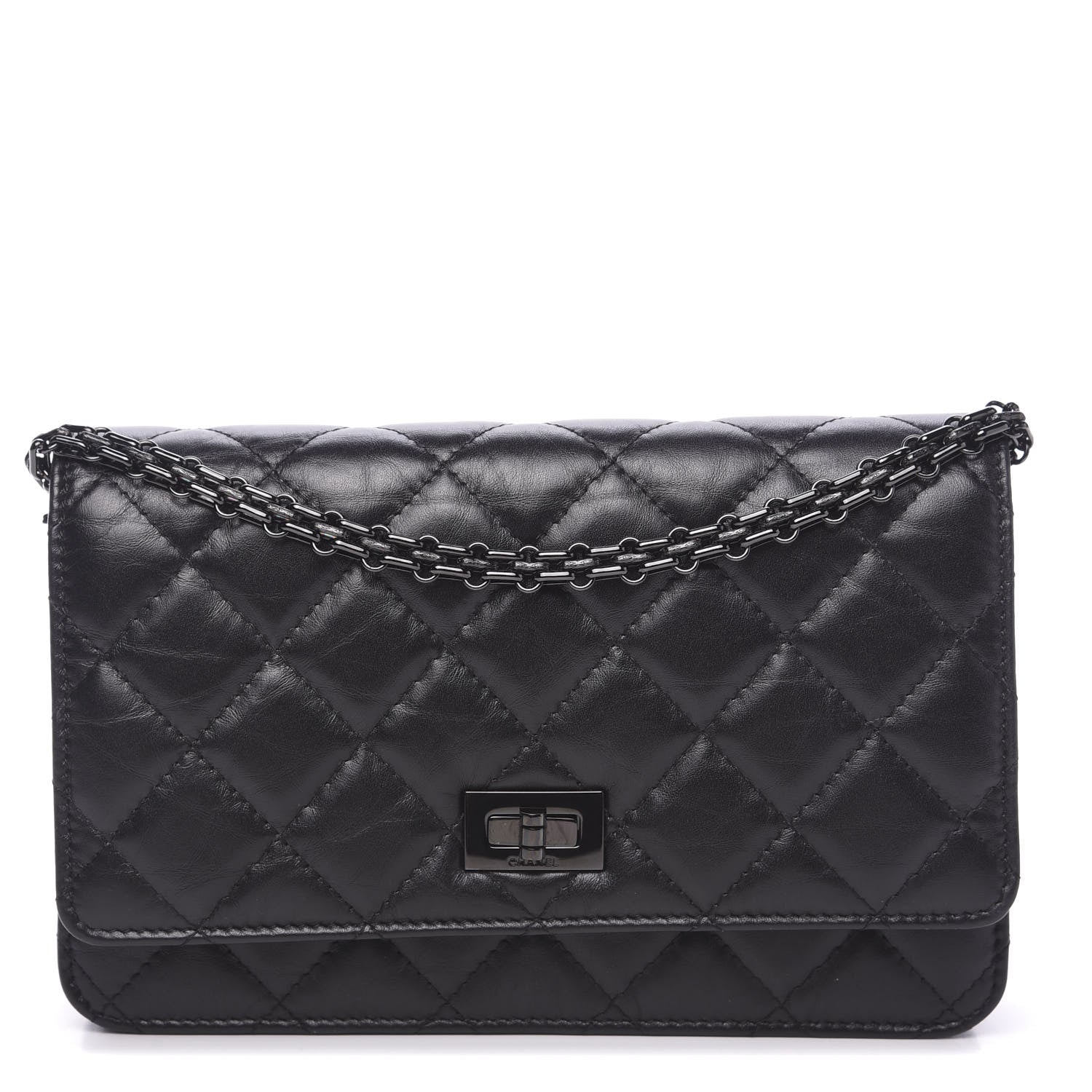 Chanel Aged Calfskin Quilted Reissue Wallet On Chain WOC So Black 1 of 9