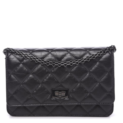 Chanel Aged Calfskin Quilted Reissue Wallet On Chain WOC So Black 1 of 9
