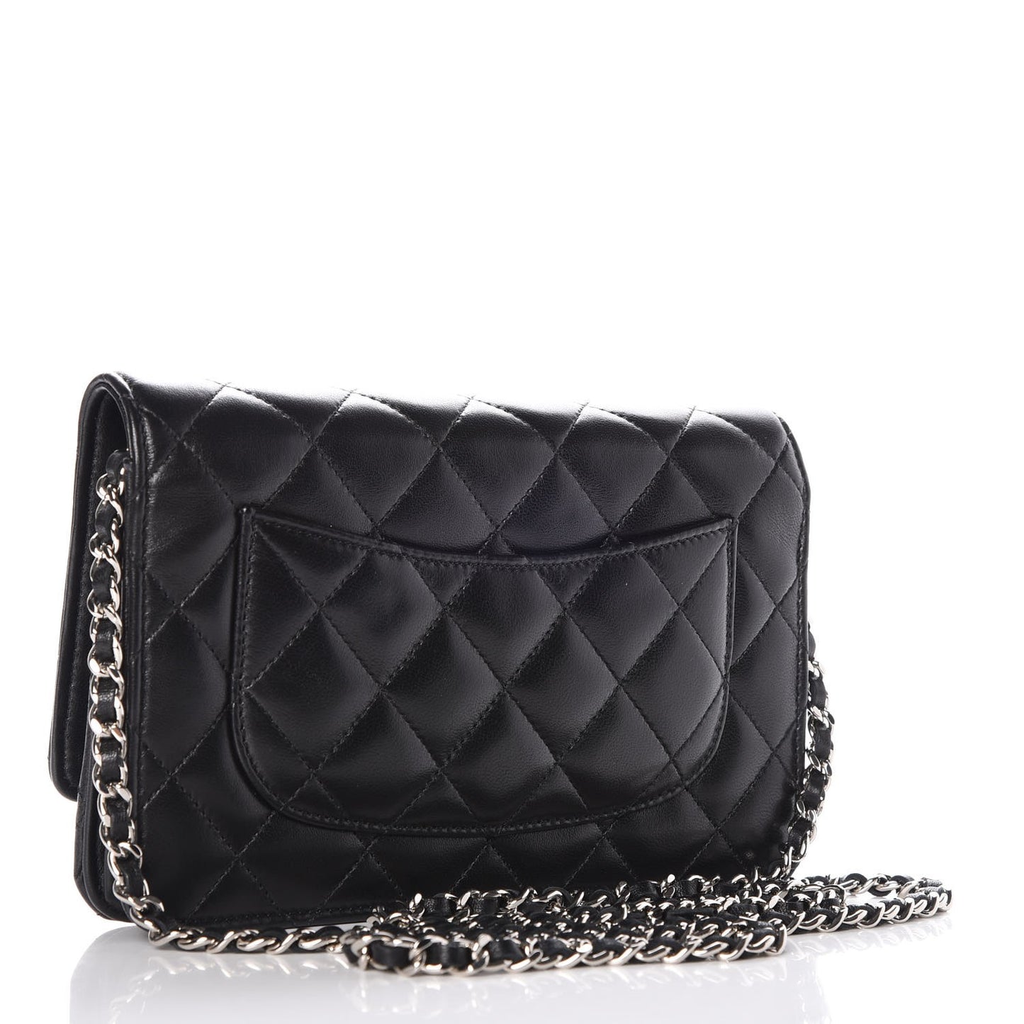 Lambskin Quilted Wallet On Chain WOC Black
