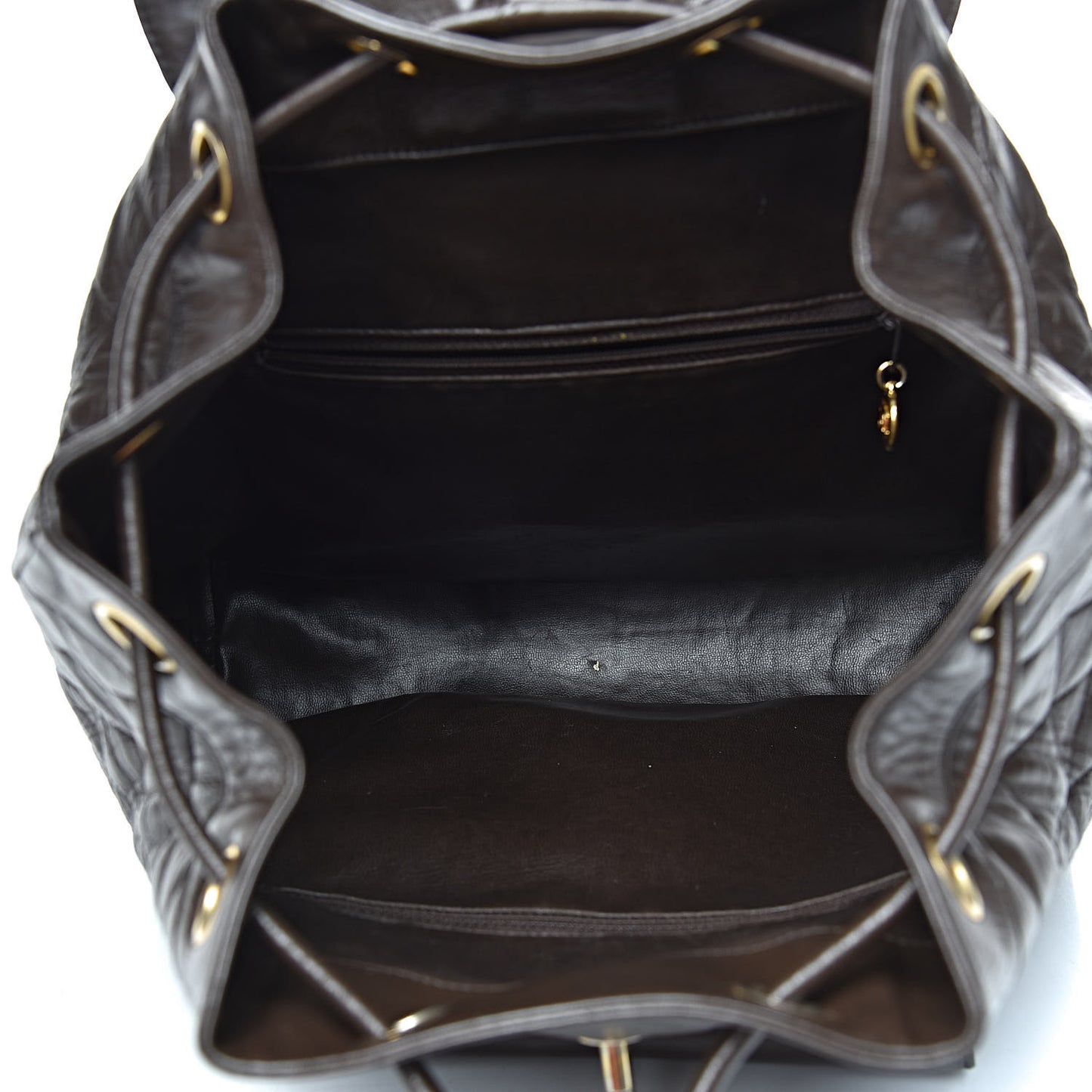 Lambskin Quilted Backpack Brown