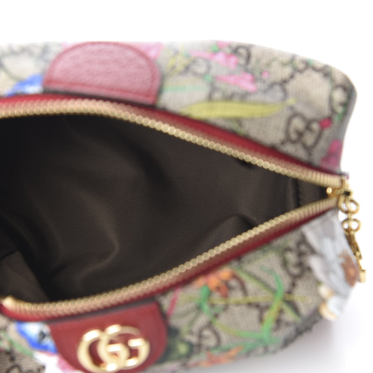 Soft GG Supreme Monogram Flora Calfskin Medium Ophidia Cosmetic Case Beige Ebony Multicolor Rosso