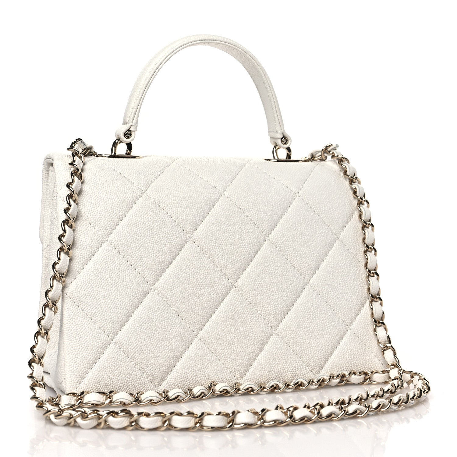 Chanel Caviar Quilted Mini Retro Twist Top Handle Flap White 3 of 9