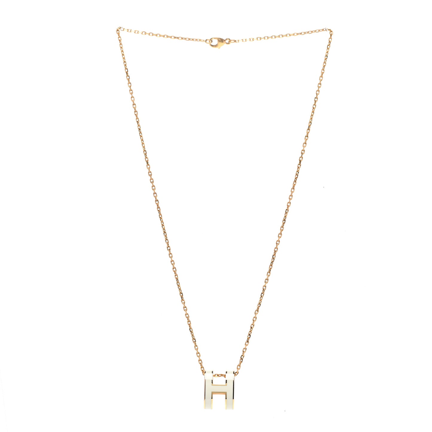 Lacquered Gold Pop H Pendant Necklace White