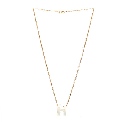 Hermes Lacquered Gold Pop H Pendant Necklace White 3 of 7