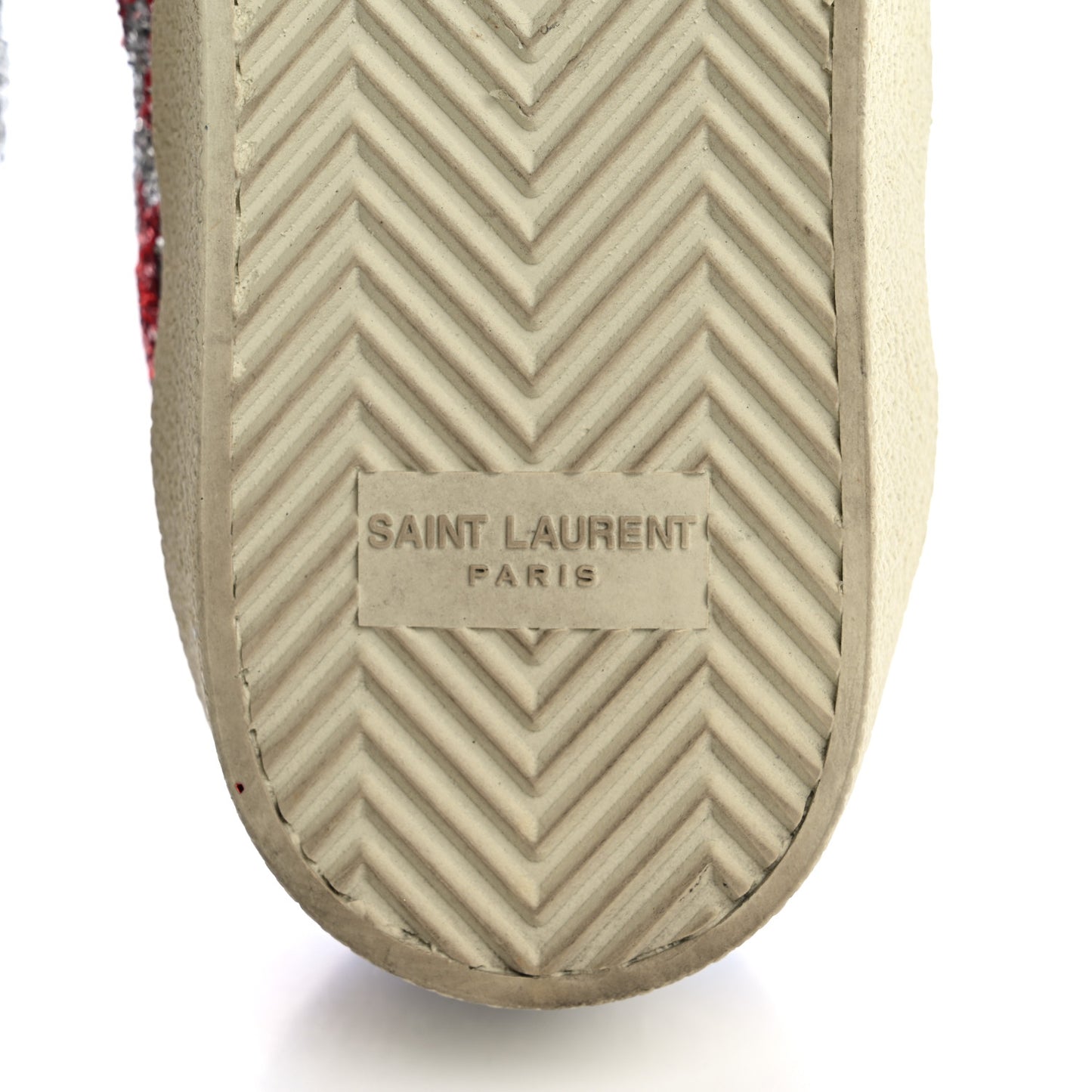 Calfskin Glitter Star Court Sneakers 40 Silver Red