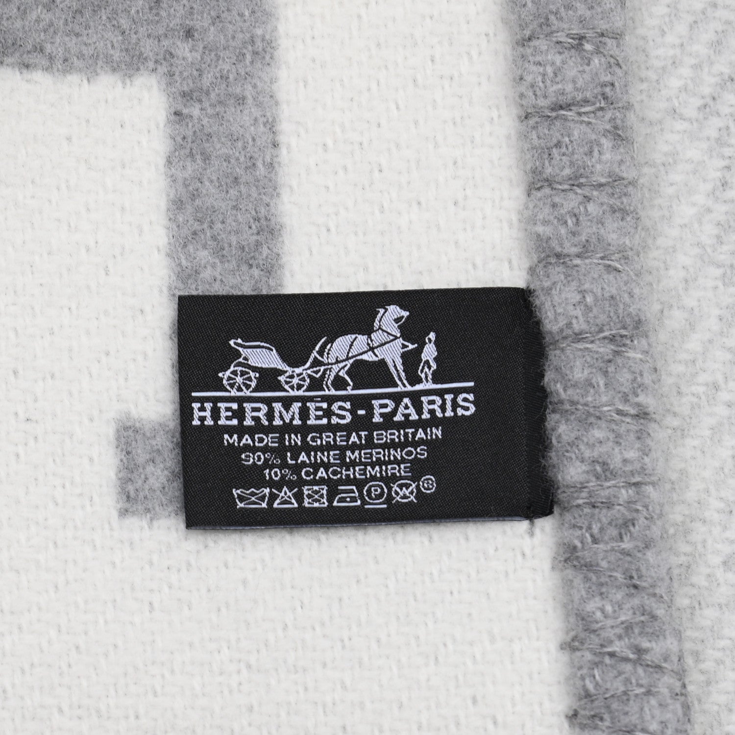Hermes Wool Cashmere Avalon III Blanket Ecru Gris Clair 3 of 3
