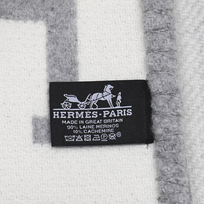 Hermes Wool Cashmere Avalon III Blanket Ecru Gris Clair 3 of 3