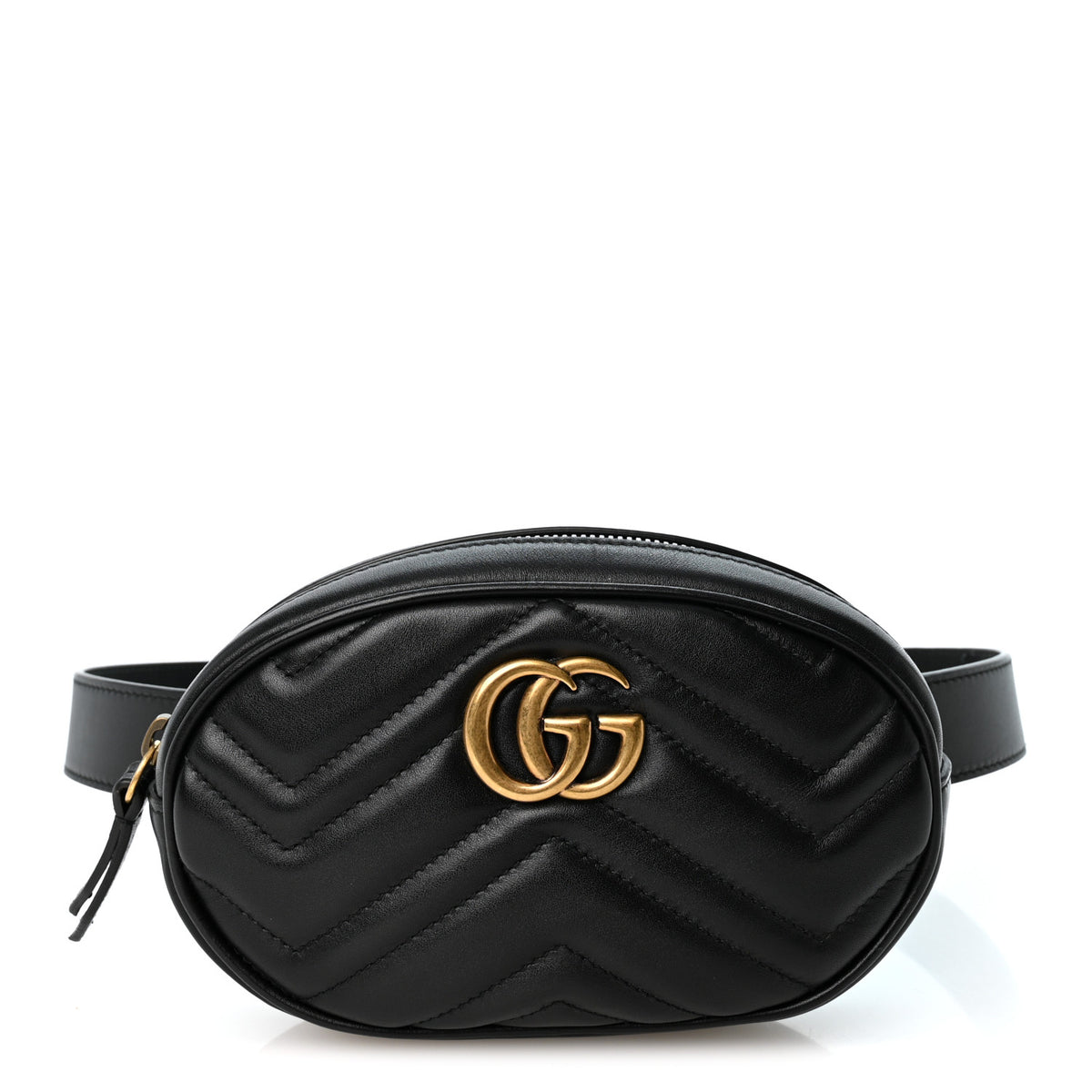 Gucci Calfskin Matelasse GG Marmont Belt Bag 75 30 Black 1 of 10