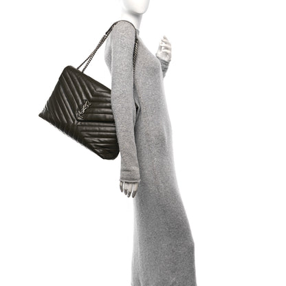 Saint Laurent Calfskin Y Quilted Monogram Large Loulou Chain Satchel Kaki Fonce 2 of 10