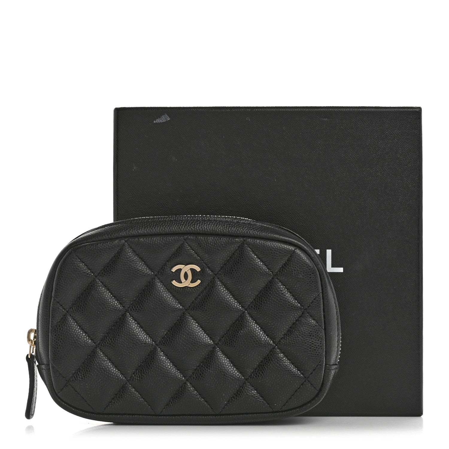 Chanel Caviar Quilted Small Curvy Pouch Cosmetic Case Black 8 of 8