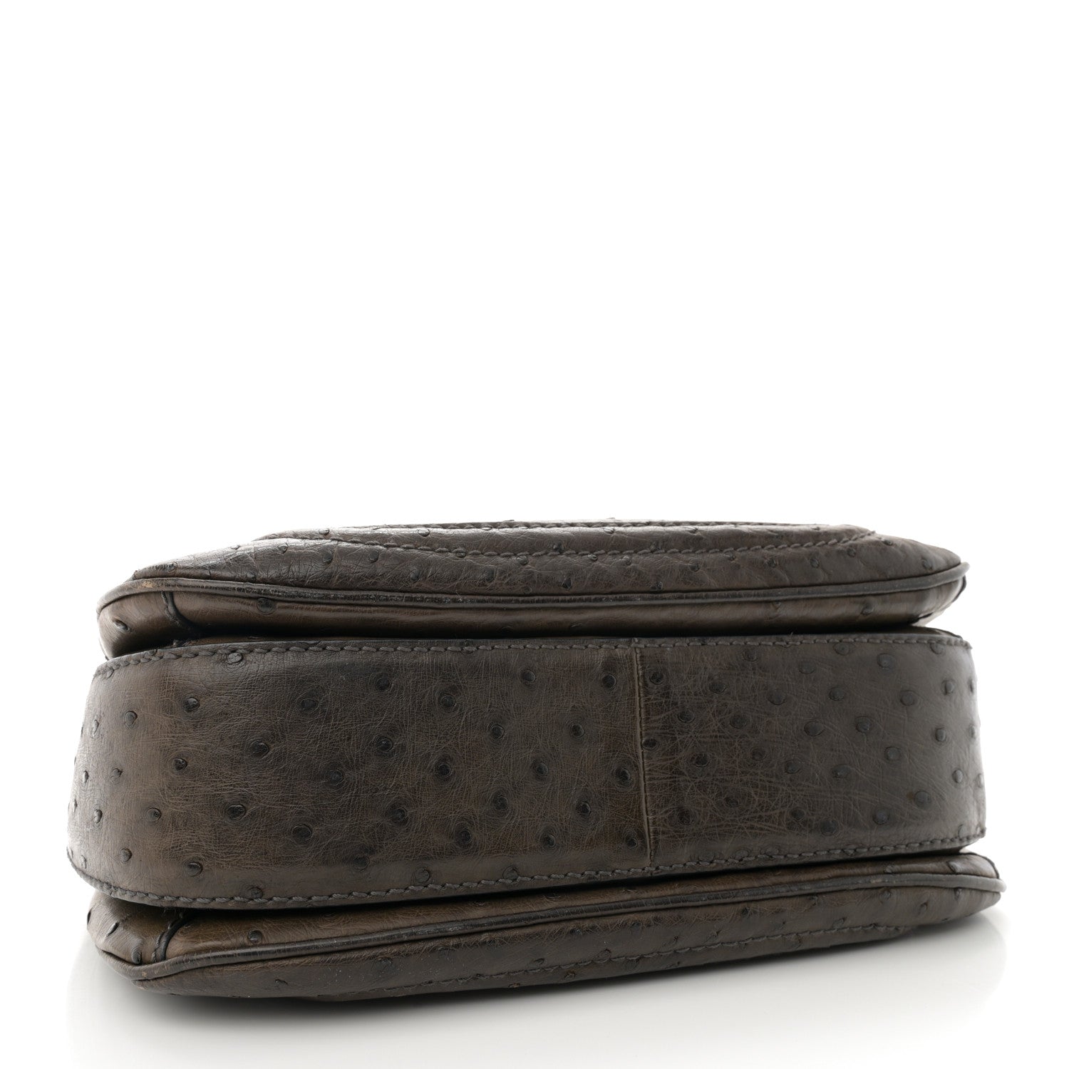 Gucci Ostrich Medium New Bamboo Top Handle Bag Dark Brown 4 of 14