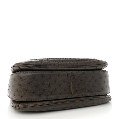 Gucci Ostrich Medium New Bamboo Top Handle Bag Dark Brown 4 of 14