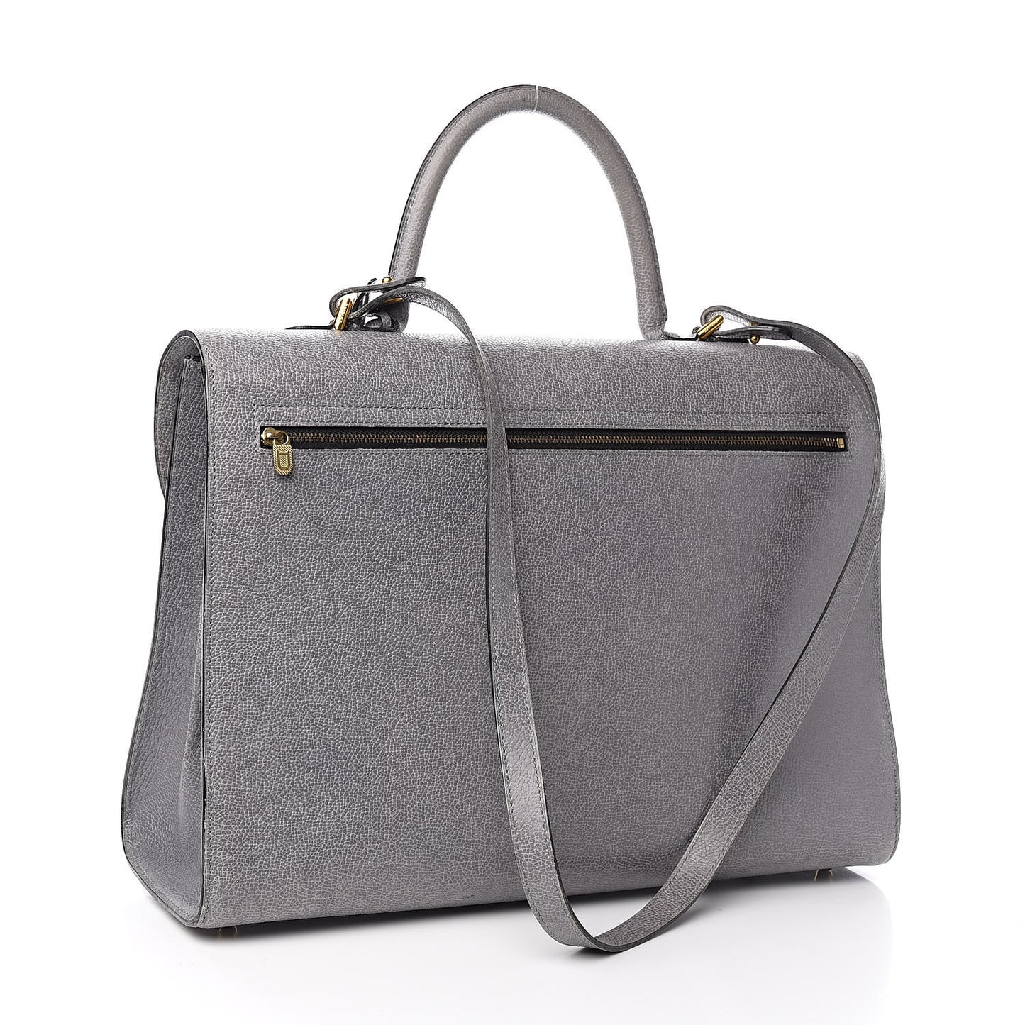 Grained Calfskin Brillant Briefcase Grey