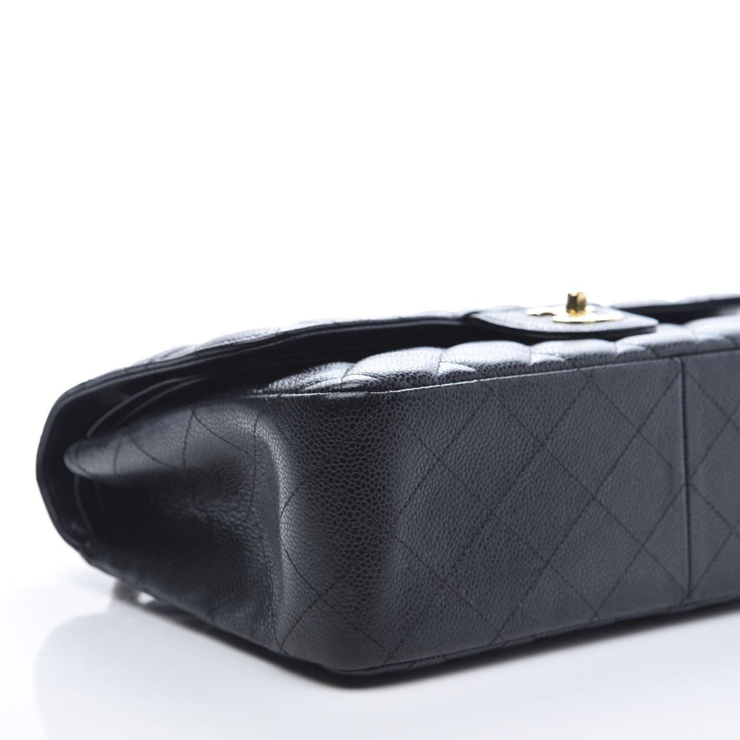 Caviar Quilted Jumbo Double Flap Black
