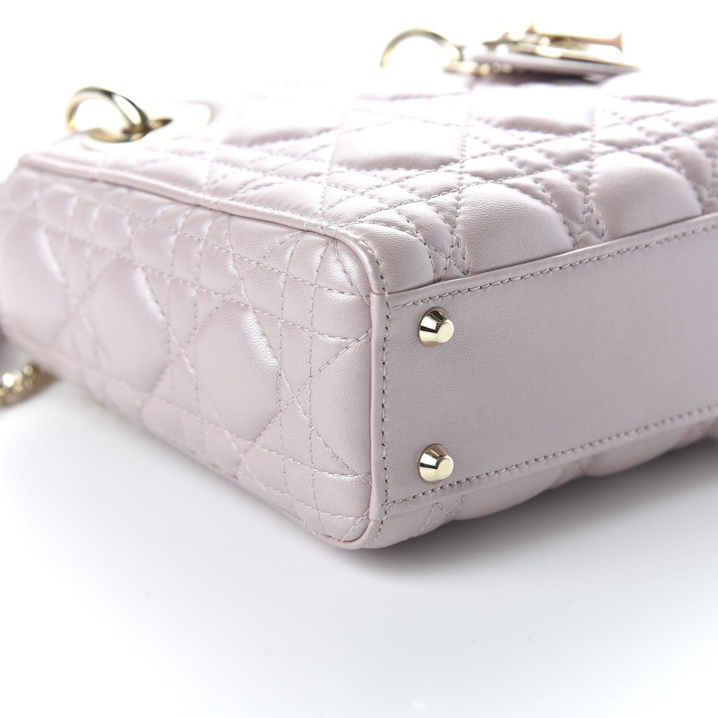 Metallic Lambskin Cannage Mini Lady Dior Lotus