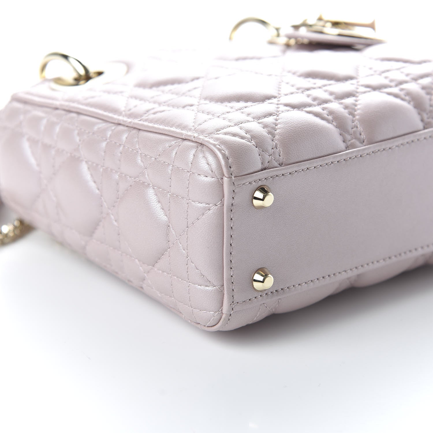 Christian Dior Metallic Lambskin Cannage Mini Lady Dior Lotus 7 of 10