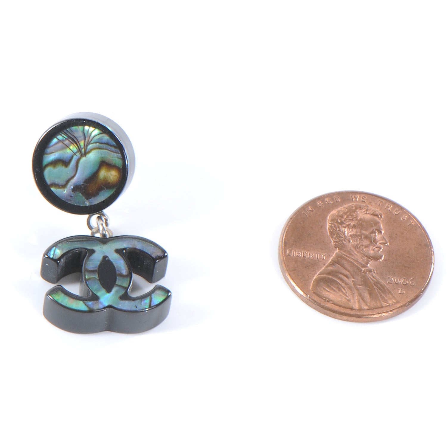 Chanel Abalone CC Dangle Earrings 2 of 5
