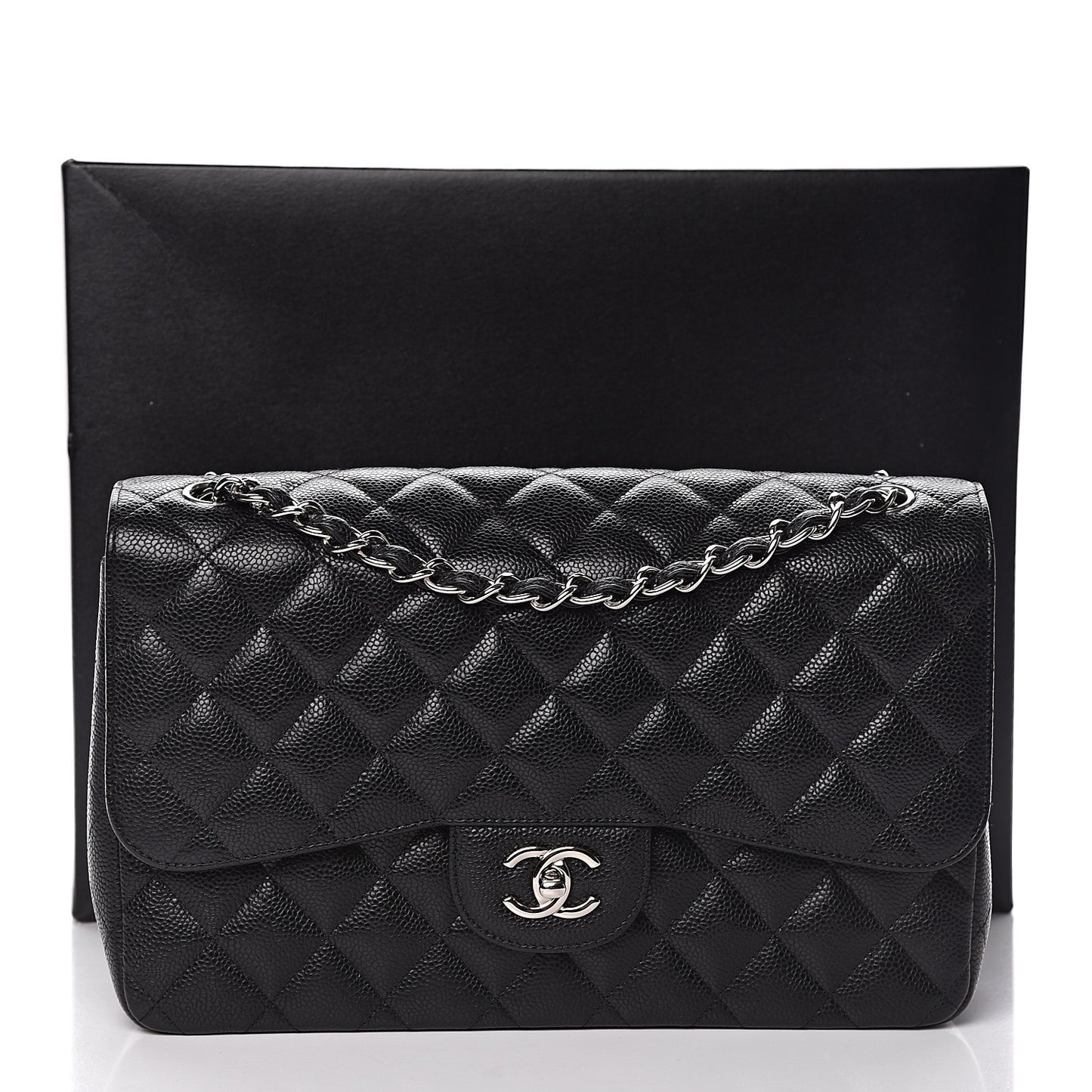 Caviar Quilted Jumbo Double Flap Black
