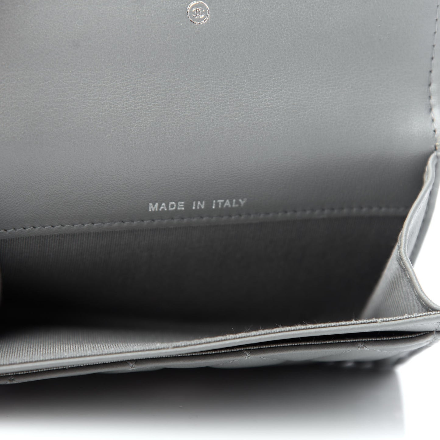 Calfskin Quilted Boy Card Holder Grey