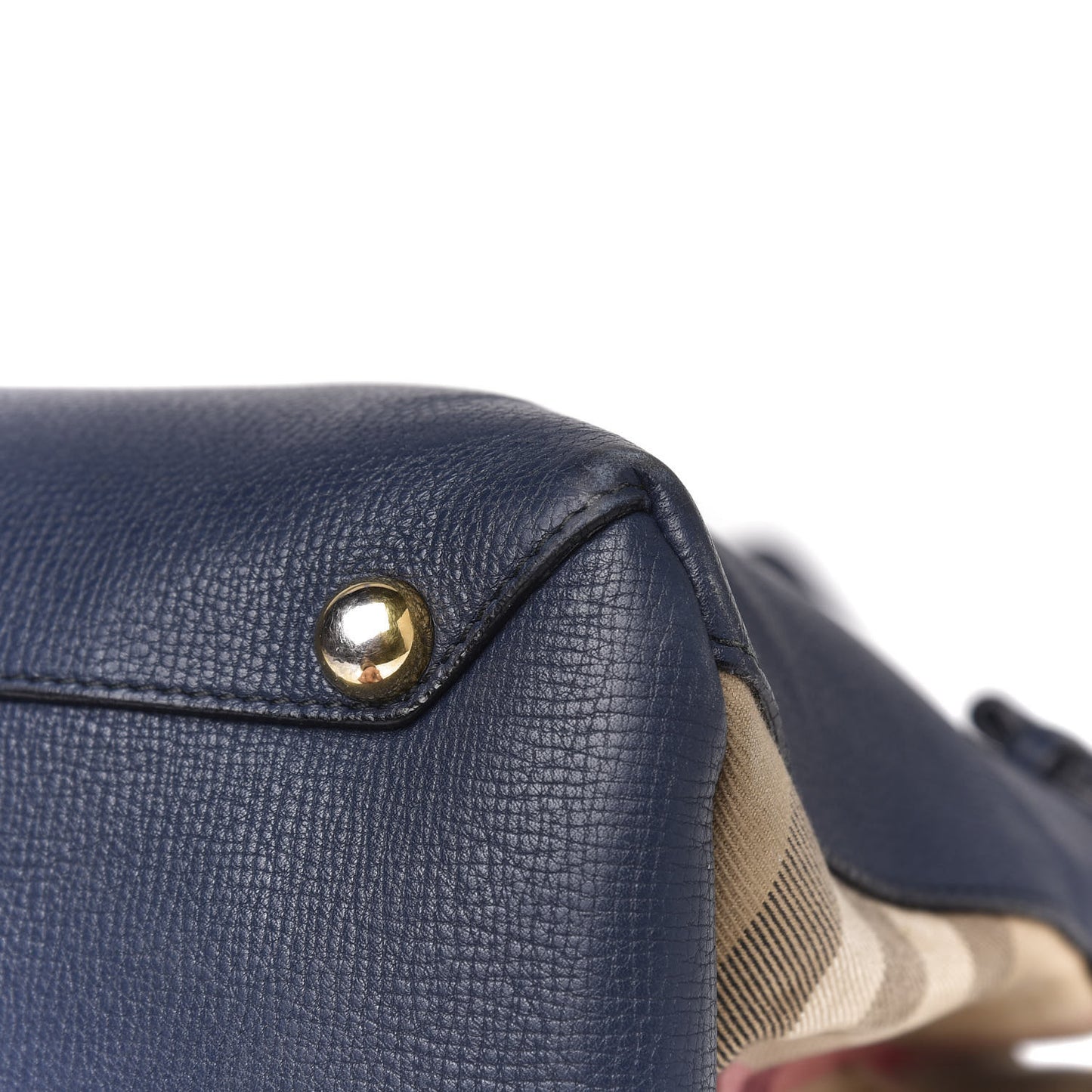Grainy Calfskin House Check Medium Banner Tote Ink Blue