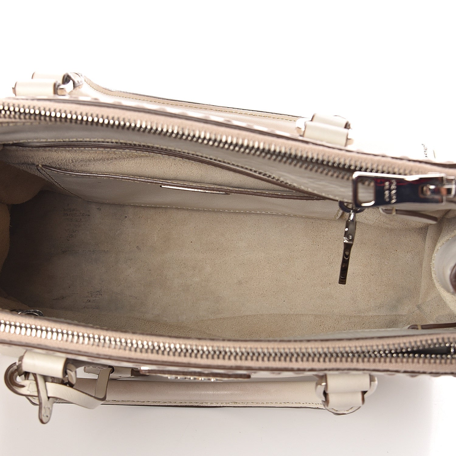 Prada City Calf Hand Stitched Small Galleria Double Zip Tote Talco 4 of 8