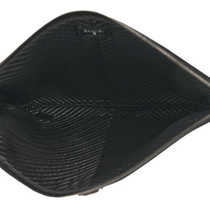 Chanel Caviar Chevron Quilted Medium Boy Zip Pouch Black 5 of 12