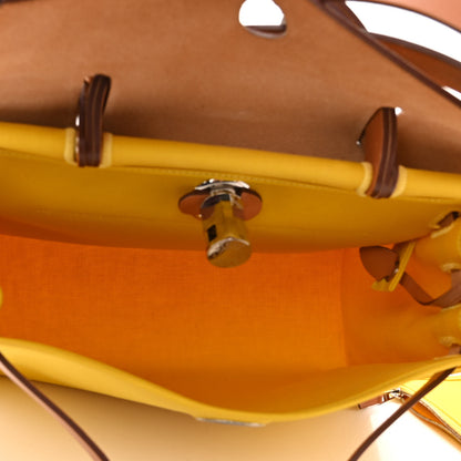 Hermes Vache Hunter Toile Officier Herbag Zip PM 31 PM Natural Jaune De Naples 5 of 15