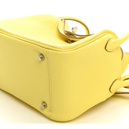 Hermes Taurillon Clemence Mini Lindy 20 Limoncello 9 of 10