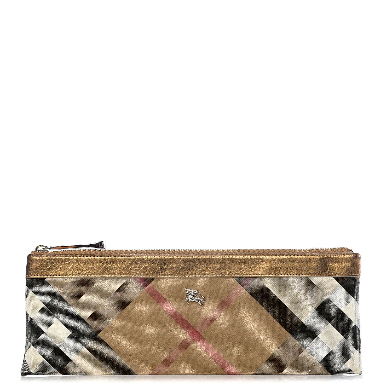 Burberry Shimmer Check Zip Pouch Gold 1 of 7