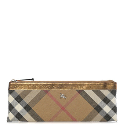 Burberry Shimmer Check Zip Pouch Gold 1 of 7
