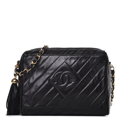 Chanel Lambskin Quilted CC Tassel Camera Case Black 1 of 8