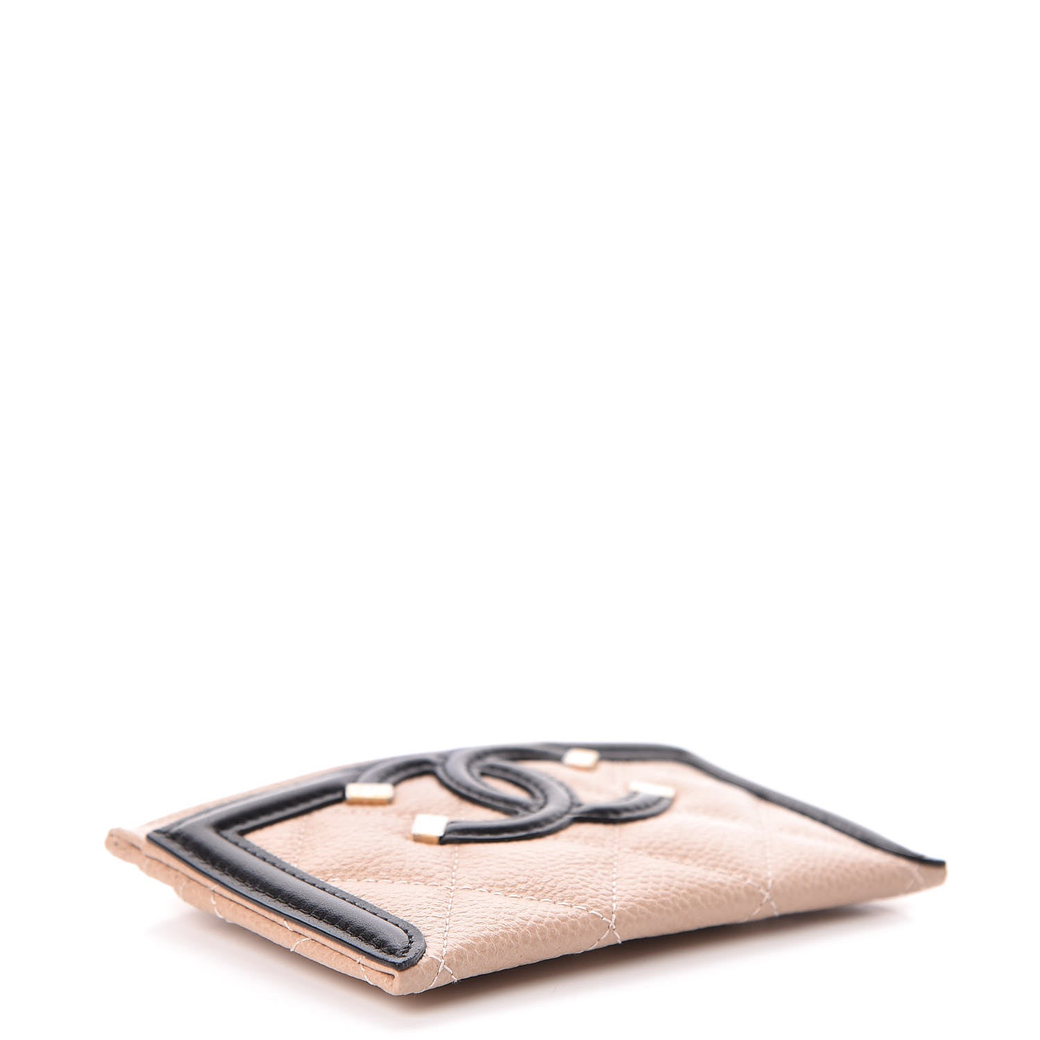 Chanel Caviar Quilted Filigree Card Holder Beige Black 4 of 9