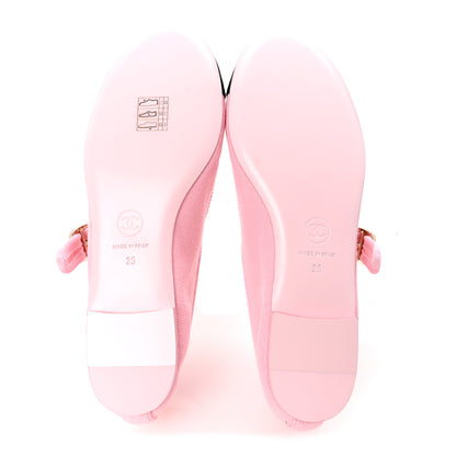 Chanel Fabric Grosgrain Mary Jane Flats 35 Light Pink Black 6 of 10