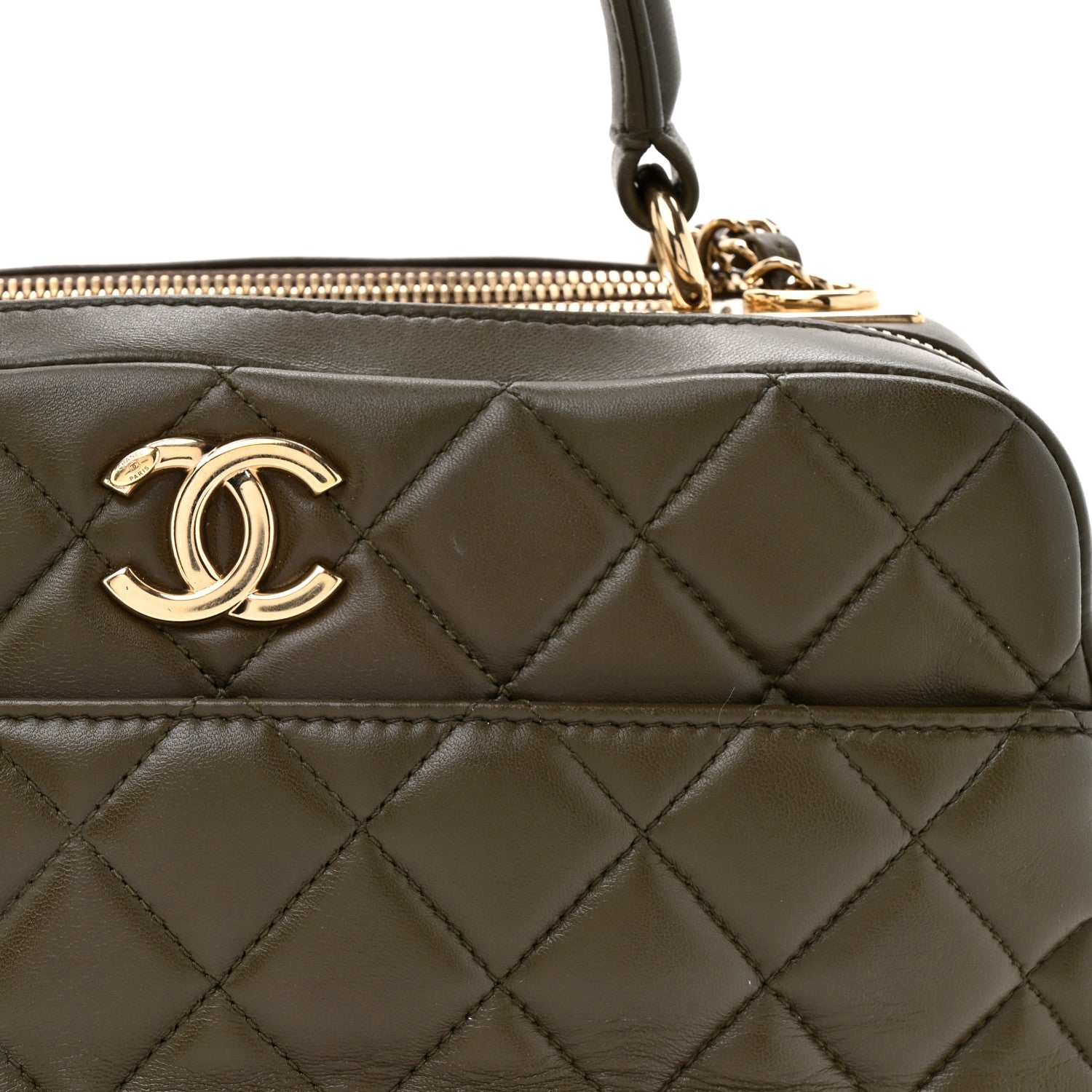 Chanel Lambskin Quilted Medium Trendy CC Bowling Bag Dark Khaki 9 of 13