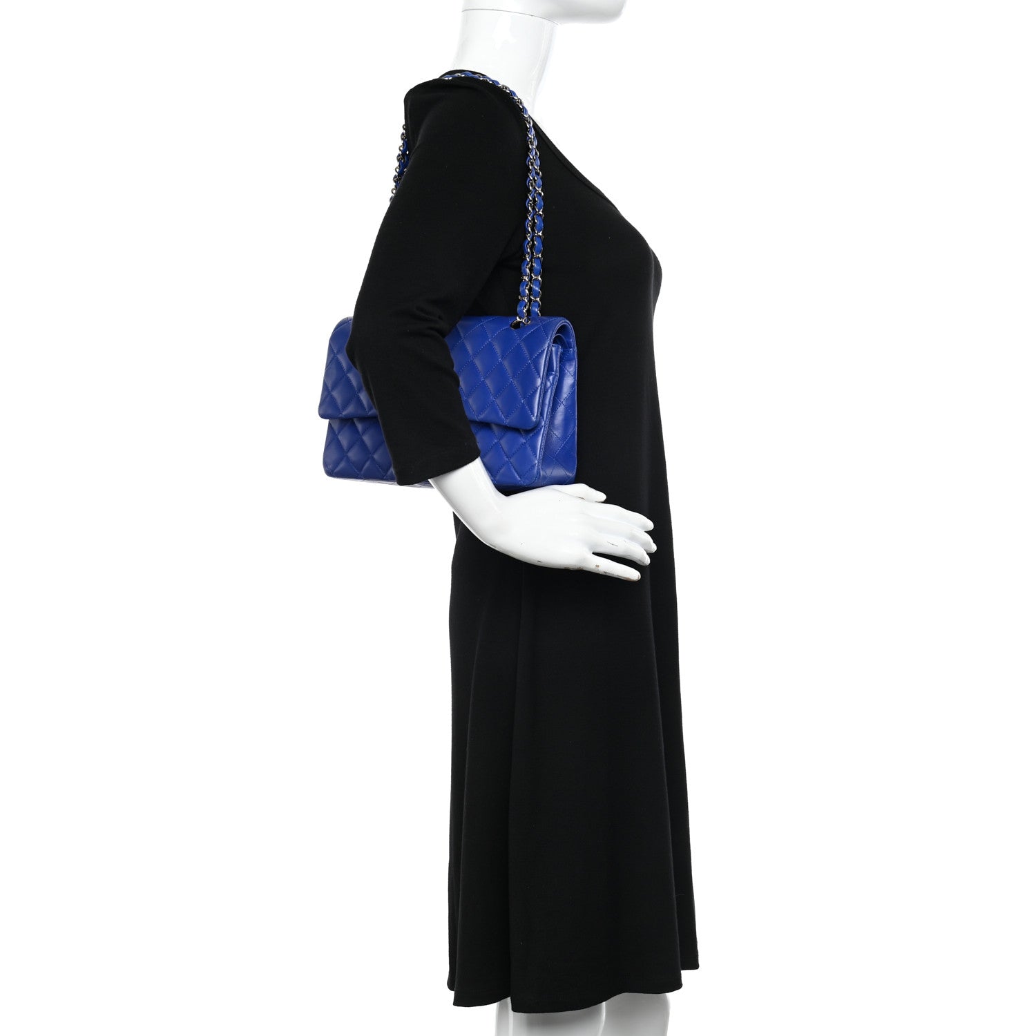 Chanel Lambskin Quilted Medium Double Flap Blue 2 of 10