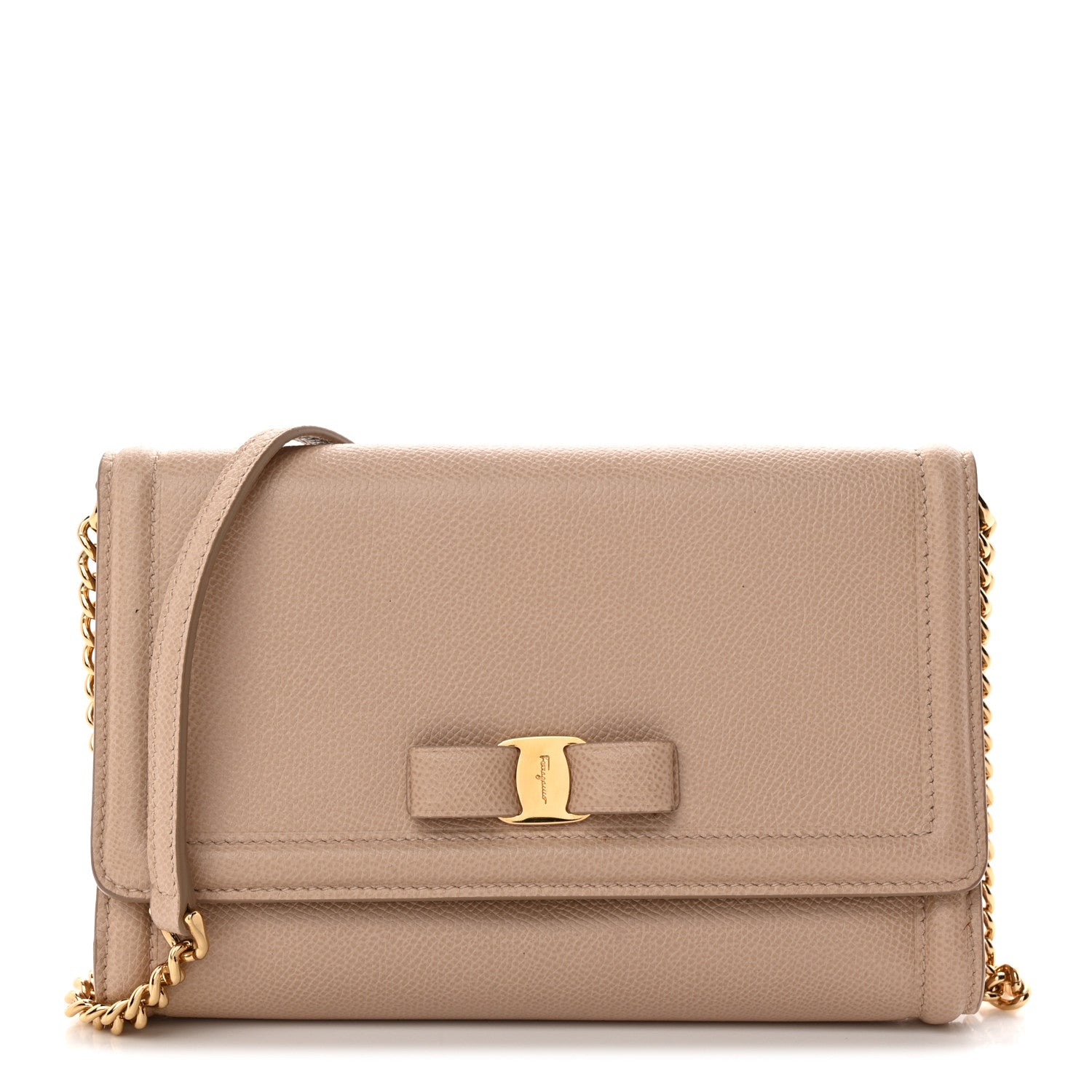 Salvatore Ferragamo Printed Calfskin Ginny Shoulder Bag Beige 1 of 9