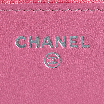 Chanel Faded Lambskin Quilted Zephyr Wallet on Chain WOC Dark Pink 6 of 8