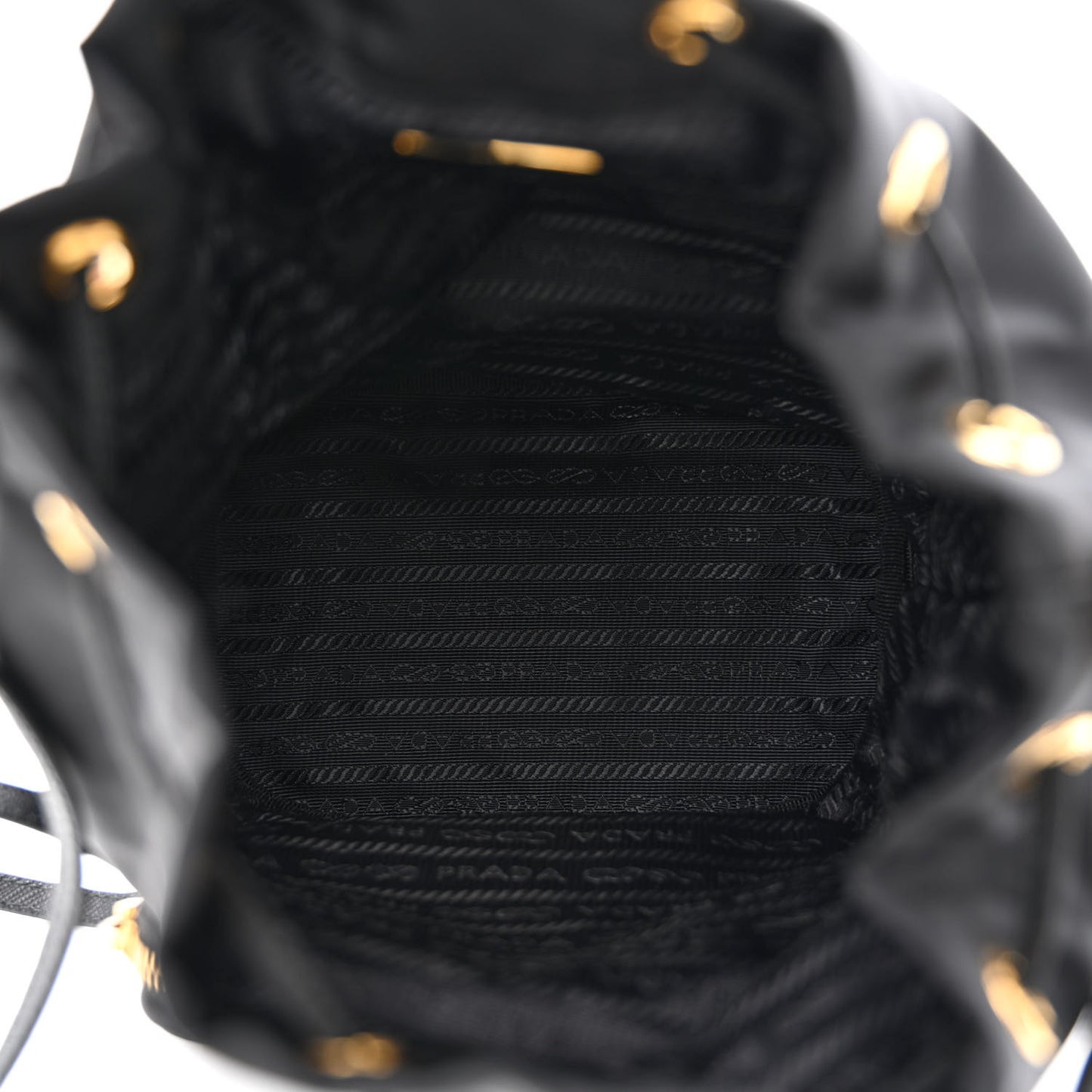 Saffiano Tessuto Nylon Mini Bucket Crossbody Bag Black