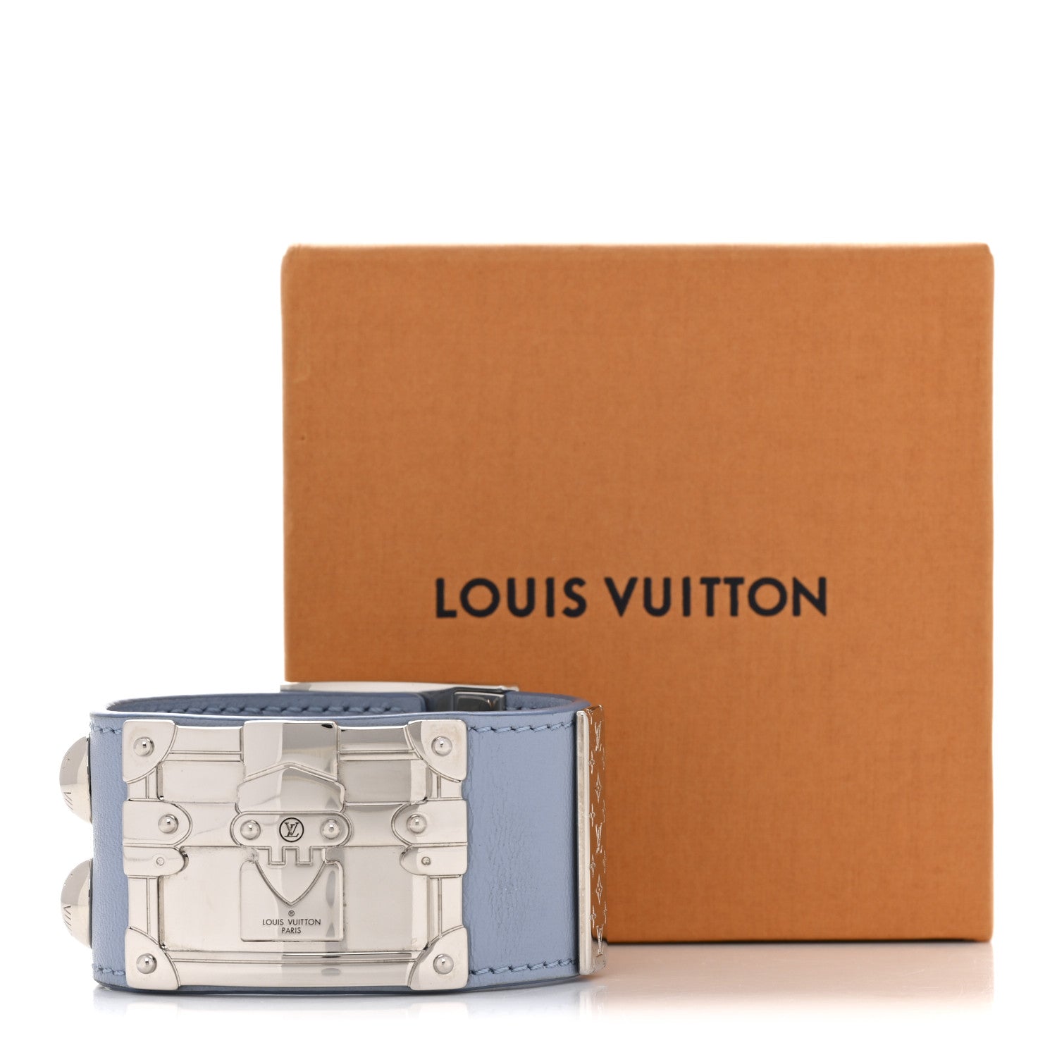 Louis Vuitton Calfskin So LV Cuff Bracelet 17 Light Blue 7 of 7