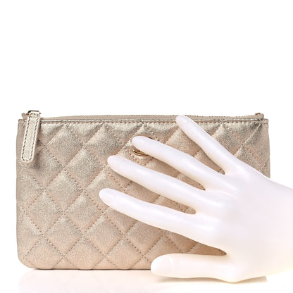 Chanel Metallic Lambskin Quilted Cosmetic Case Gold 2 of 8
