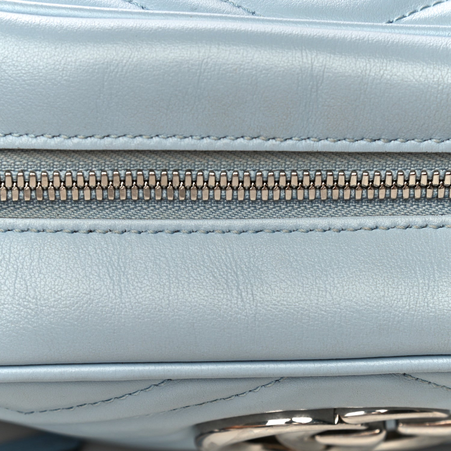 Gucci Calfskin Matelasse Small GG Marmont Chain Shoulder Bag Porcelain Light Blue 16 of 20