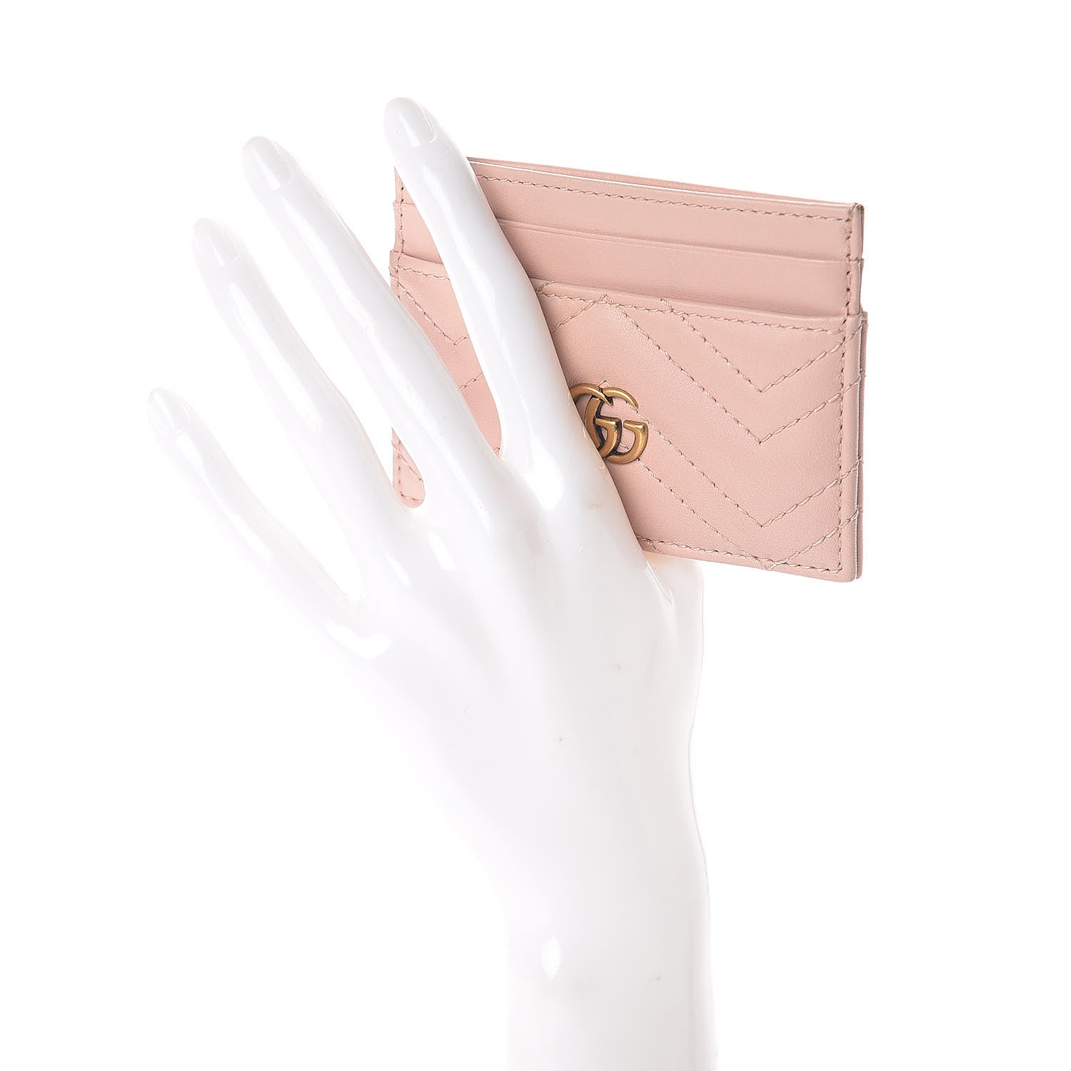 Gucci Calfskin Matelasse GG Marmont Card Holder Perfect Pink 2 of 7