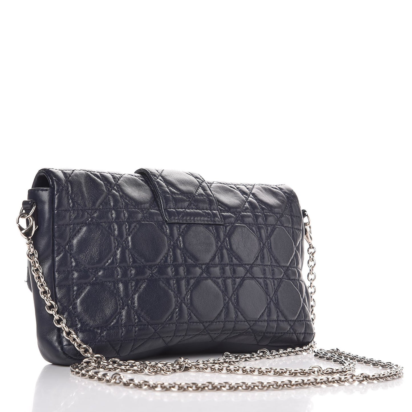 Lambskin Cannage New Lock Pouch Navy Blue