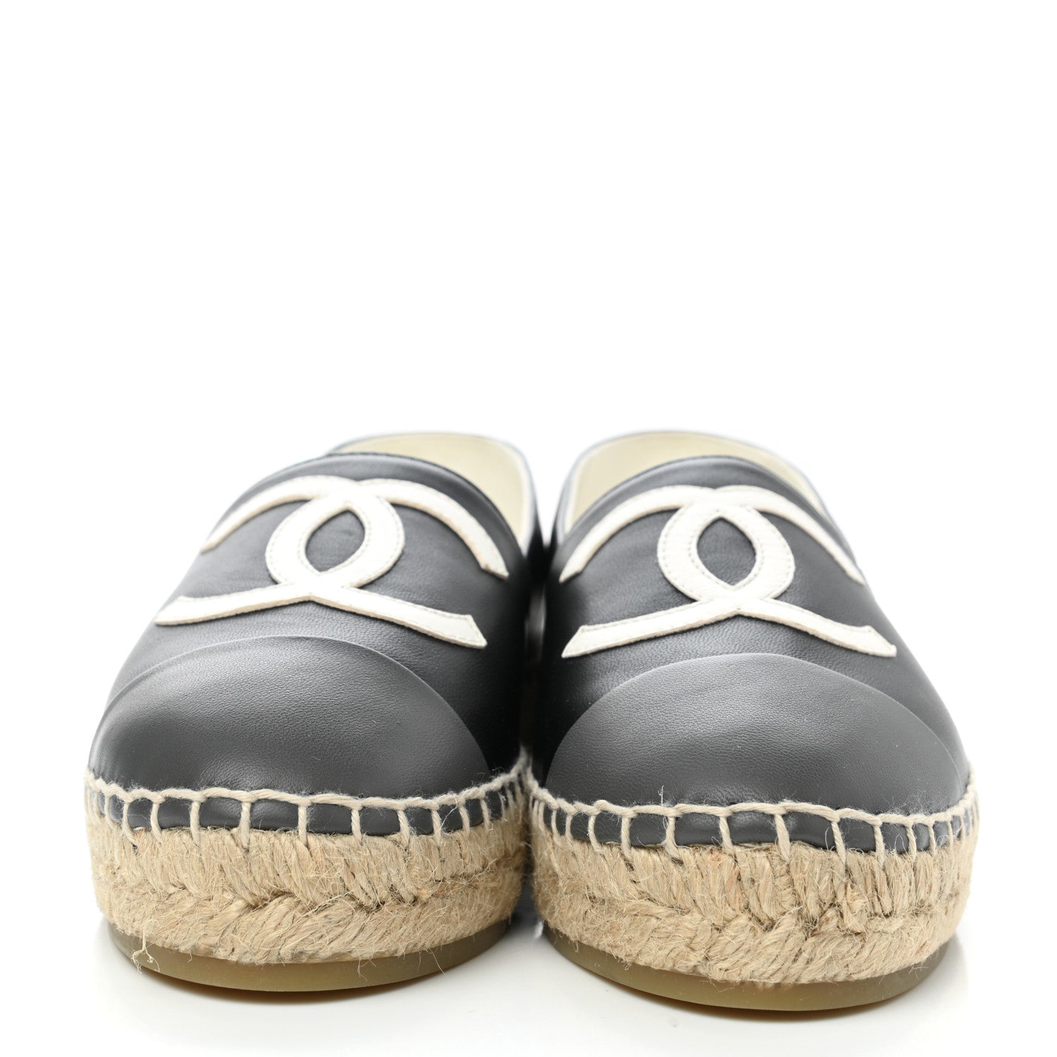 Chanel Lambskin CC Espadrilles 35 Black White Dark Grey 2 of 9